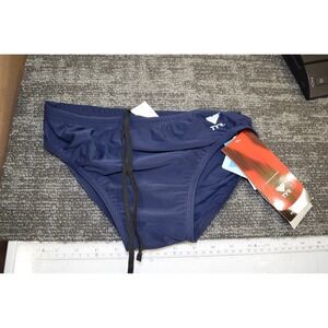 TYR Swimsuit Men's Solid Navy Drawstring Racer Swimwear Briefs Size 30 NEW